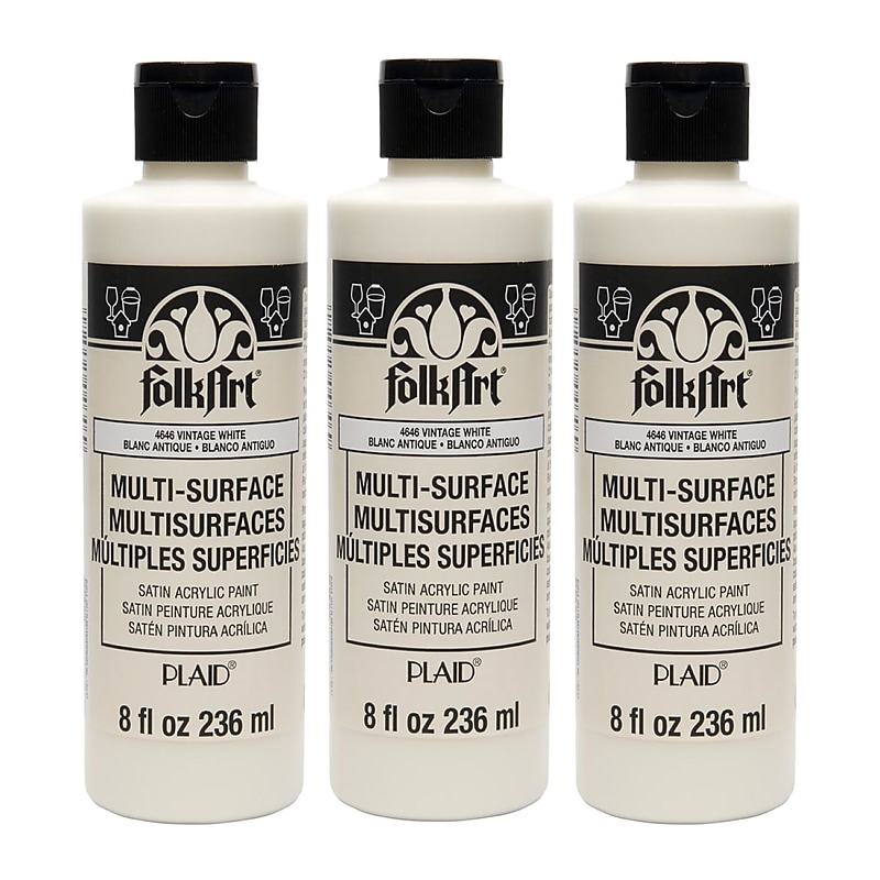 FolkArt Acrylic Paint Multi-Surface Satin, 8oz., Vintage White, 3/Pack(FLK4646CA-3) image 1
