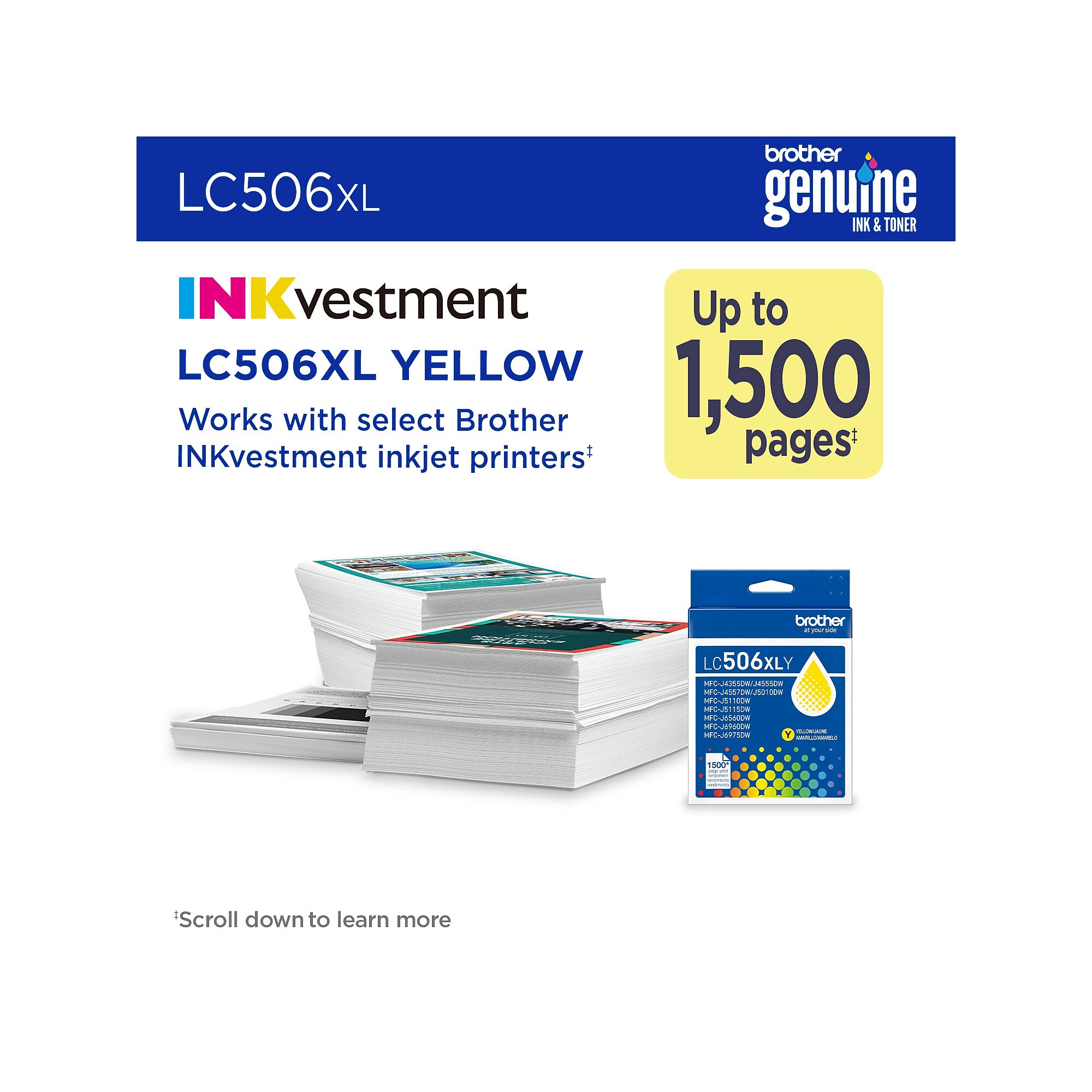 Brother LC506XL Yellow High Yield Ink Cartridge, Prints Up to 1,500 Pages (LC506XLYS) Sansujyuku sansujyuku.com
