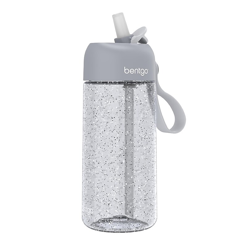 bentgo Plastic Water Bottle, 15 oz., Silver Glitter (BGKDWB1-SL) image 1
