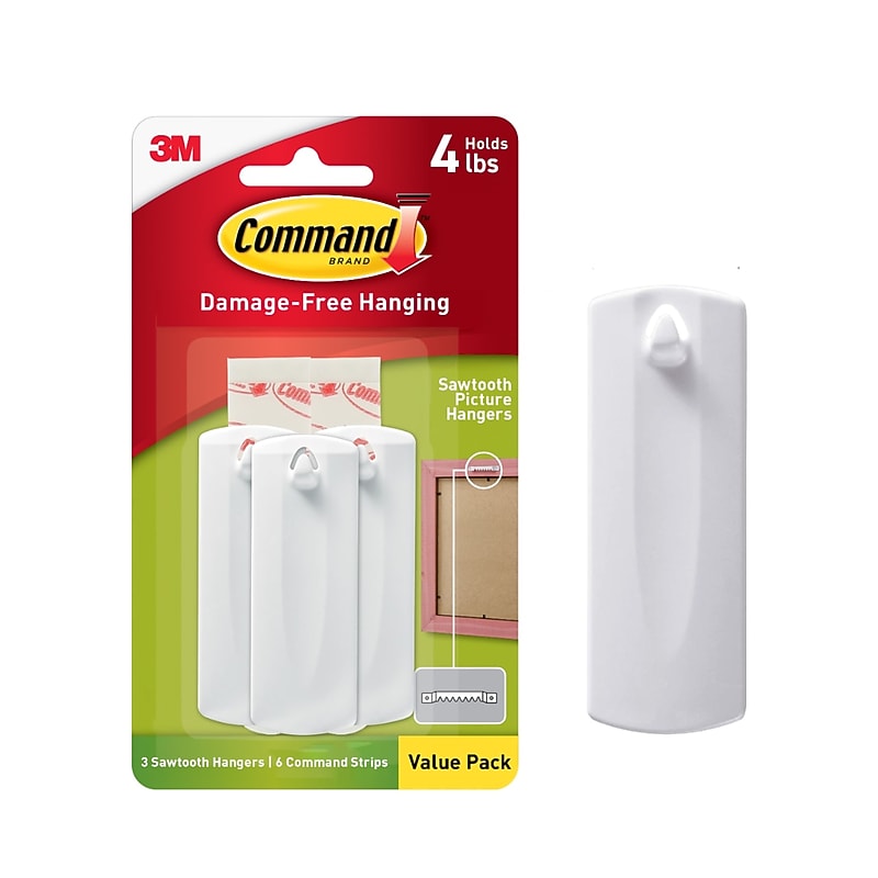 Command Sawtooth  Hanger, 5 lb., White, 3/Pack (17042-ES) image 1