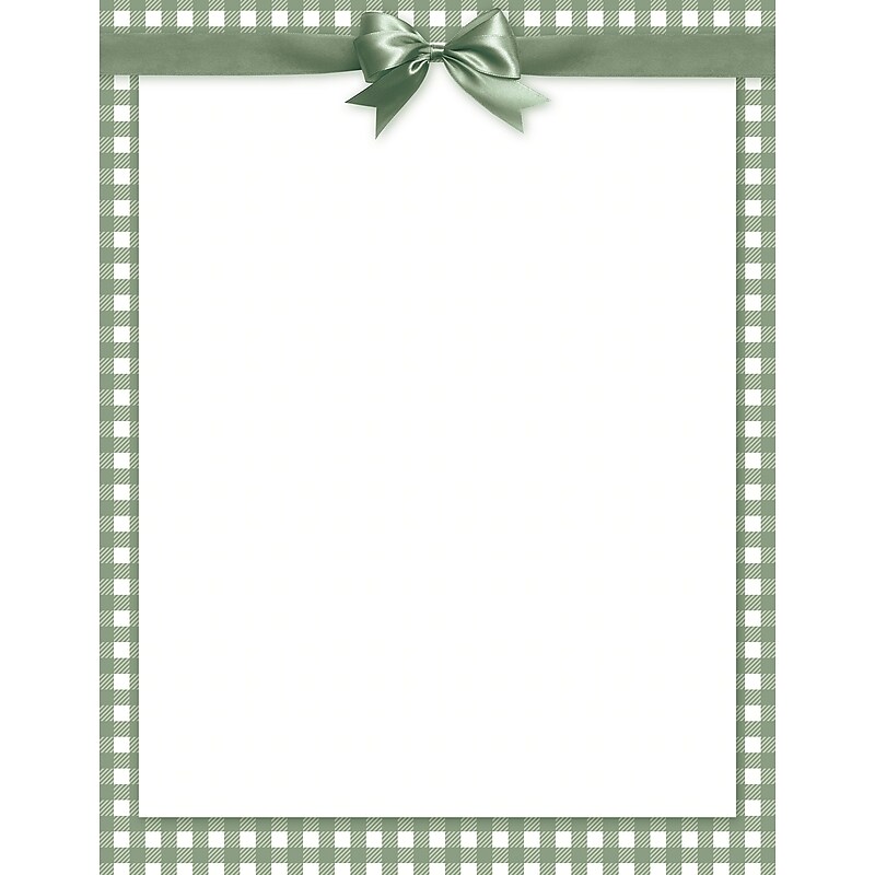 Great Papers Sage Green Bow Everyday Letterhead, Multicolored, 50 Sheets/Pack (2025008) image 1