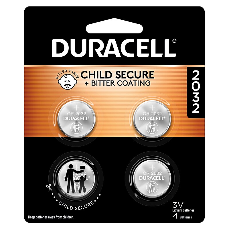 Duracell 2032 3V Lithium Coin Battery, 4/Pack (DL2032B4PK05) image 1