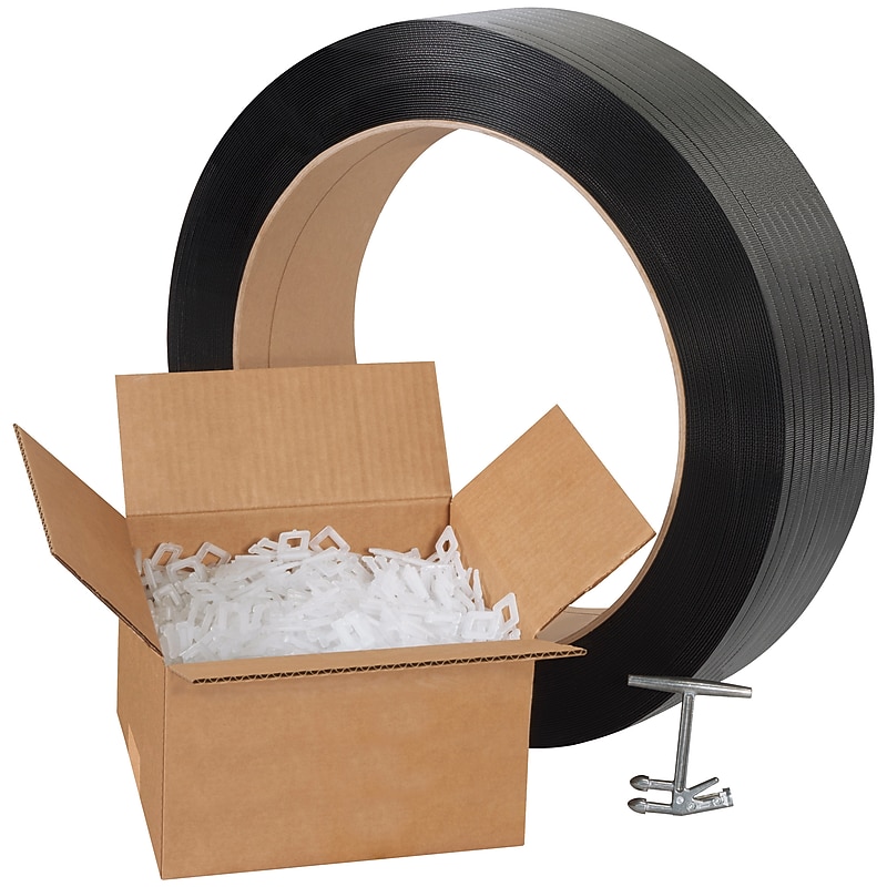 1/2" x 0.021 mil x 9000', Polypropylene Strapping, 16 x 6" Core, Hand Grade (PSJPAKIT) image 1