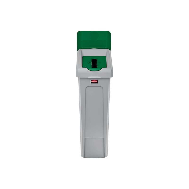 Rubbermaid Slim Jim Single-Stream Recycling Station, 23 Gallon, Gray/Green (2185054) image 1
