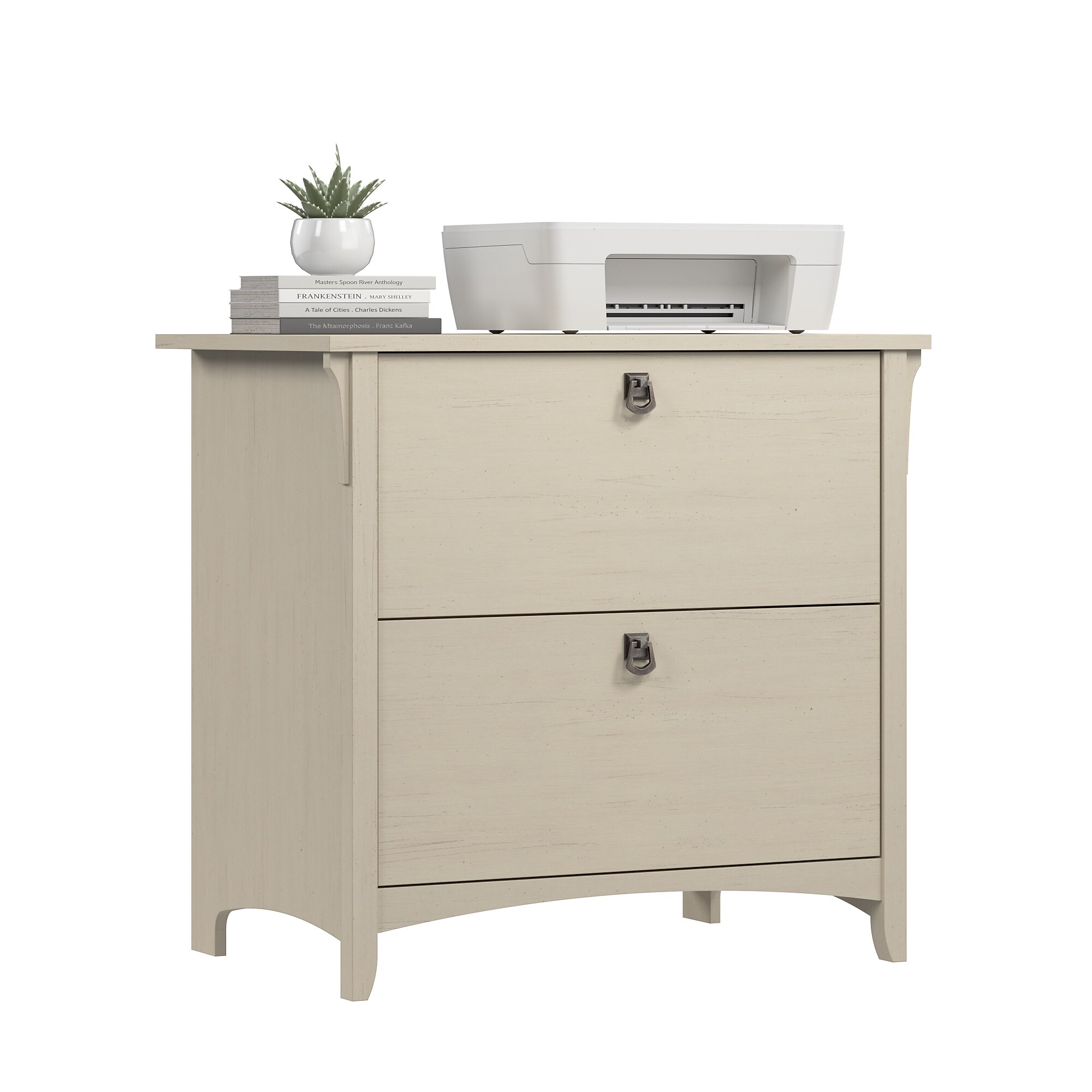 Bush Home Salinas 2 Drawer Lateral File Cabinet, Antique White (SAF132AW-03) Sansujyuku sansujyuku.com