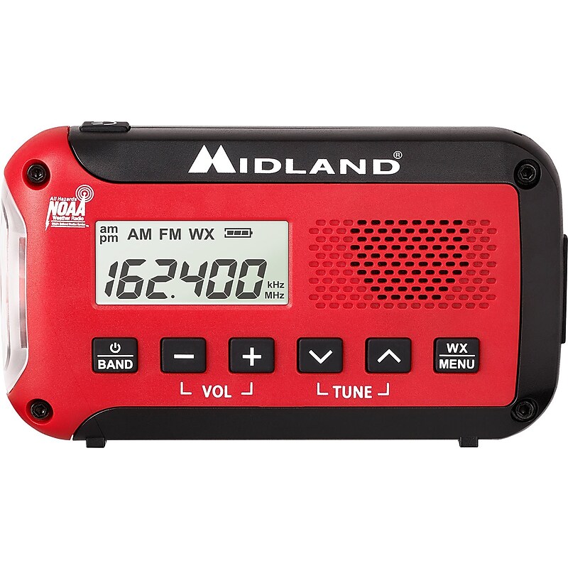 MIDLAND RADIO E+READY Emergency Alert Weather Radio, Red/Black (ER10VP) image 1