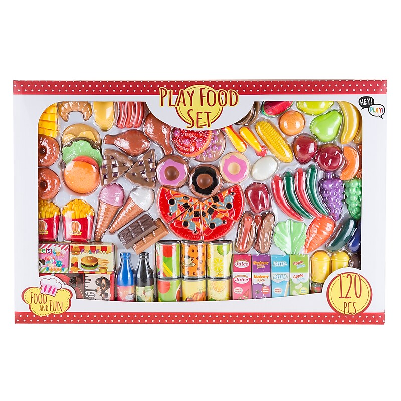 Hey! Play! Toy Food Set, Assorted Colors, 120 Pieces/Set (80-PP-1059907) image 1