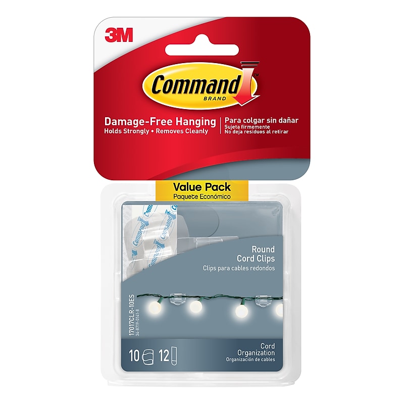 Command Small Cord & Light Clips, Transparent, 22/Pack (17017CLR-10ES) image 1