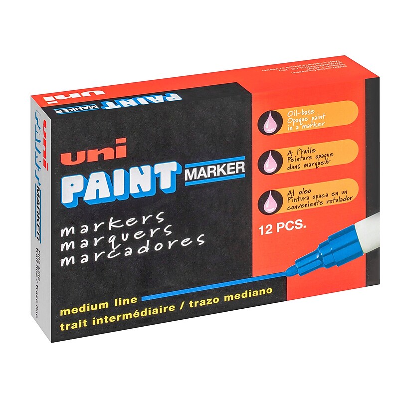 Uni PAINT Oil-Based Markers, Medium Tip, Red, 12/Pack (63602DZ) image 1
