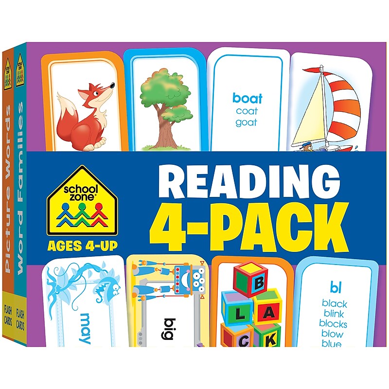 School Zone Reading Flash Cards, Ages 4 and Up, 224 Cards/Pack (SZP04045) image 1