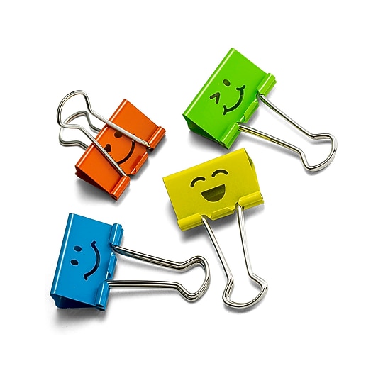 Officemate Smiling Face Medium Binder Clips, Assorted Colors, 36 Clips/Pack (31095)~#|#~DF4E8B4E-BC90-4C88-852184120FBAFADB_sc7
