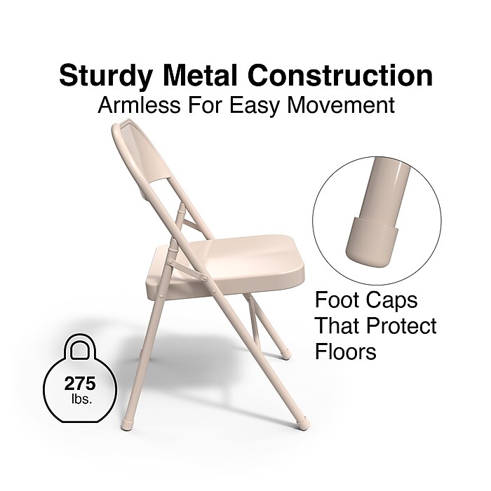 Staples Metal Office Stacking Folding Chair Taupe 4 Pack 51503 Staples