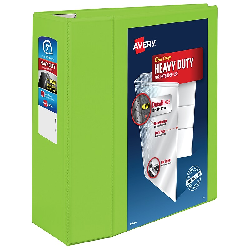 Avery Heavy Duty 5" 3-Ring View Binders, One Touch EZD Ring, Chartreuse (79815) image 1