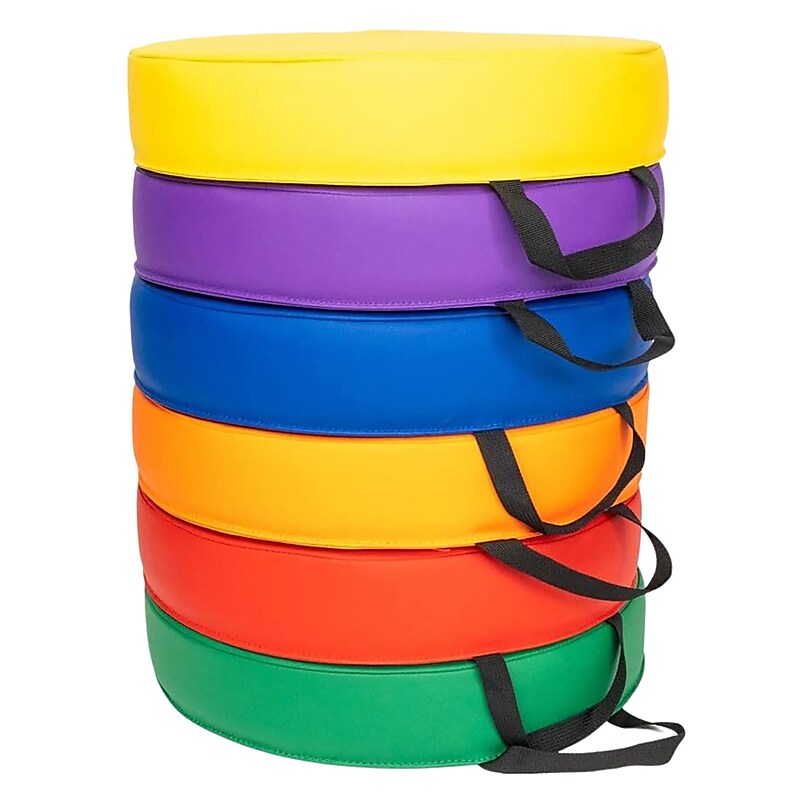 Bintiva Color Coded Vinyl Floor Cushions, Round, Set of 6 (BNVSCVRNDX6) image 1
