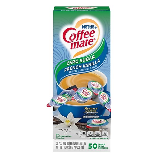 Coffee mate Zero Sugar French Vanilla Liquid Creamer, 0.375oz., 50/Box