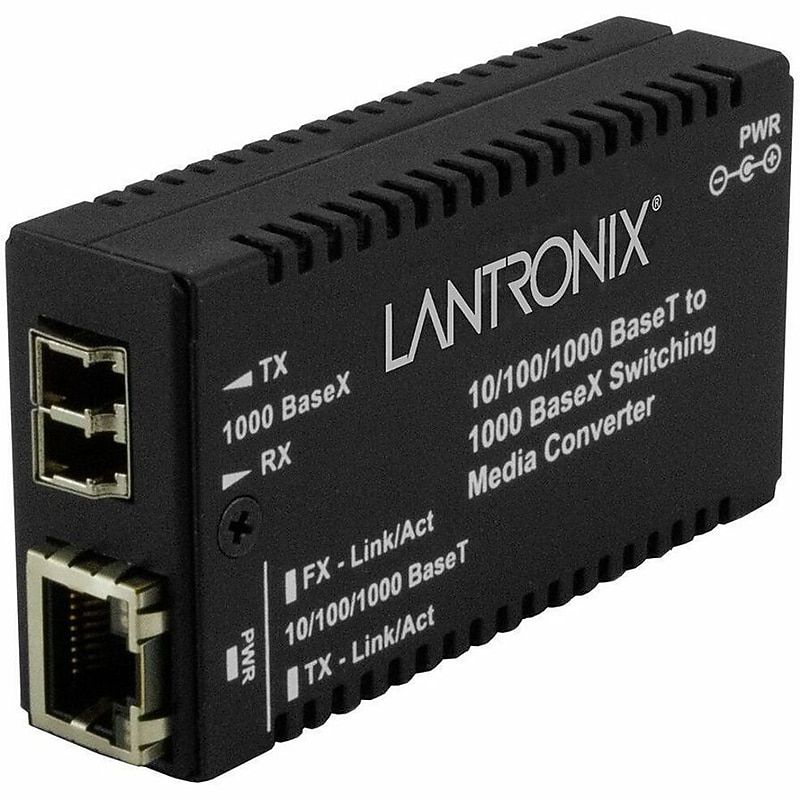 Transition Networks Mini Gigabit Ethernet Media Converter, 10/100/1000Base‑T to 1000Base‑SX (MGEPSWSX01LCNA) image 1