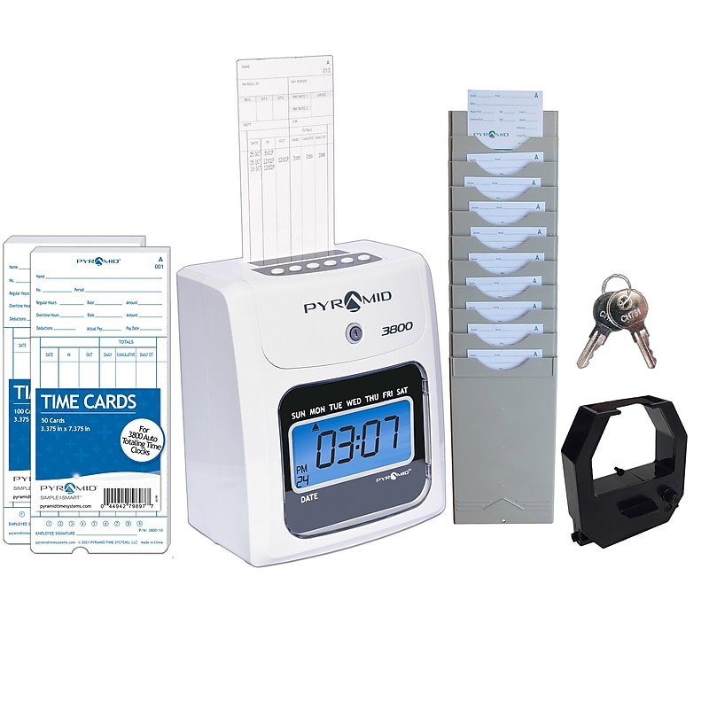 Pyramid Time Systems 3800 Punch Card Time Clock System, Ivory/Charcoal (3800SK1) image 1
