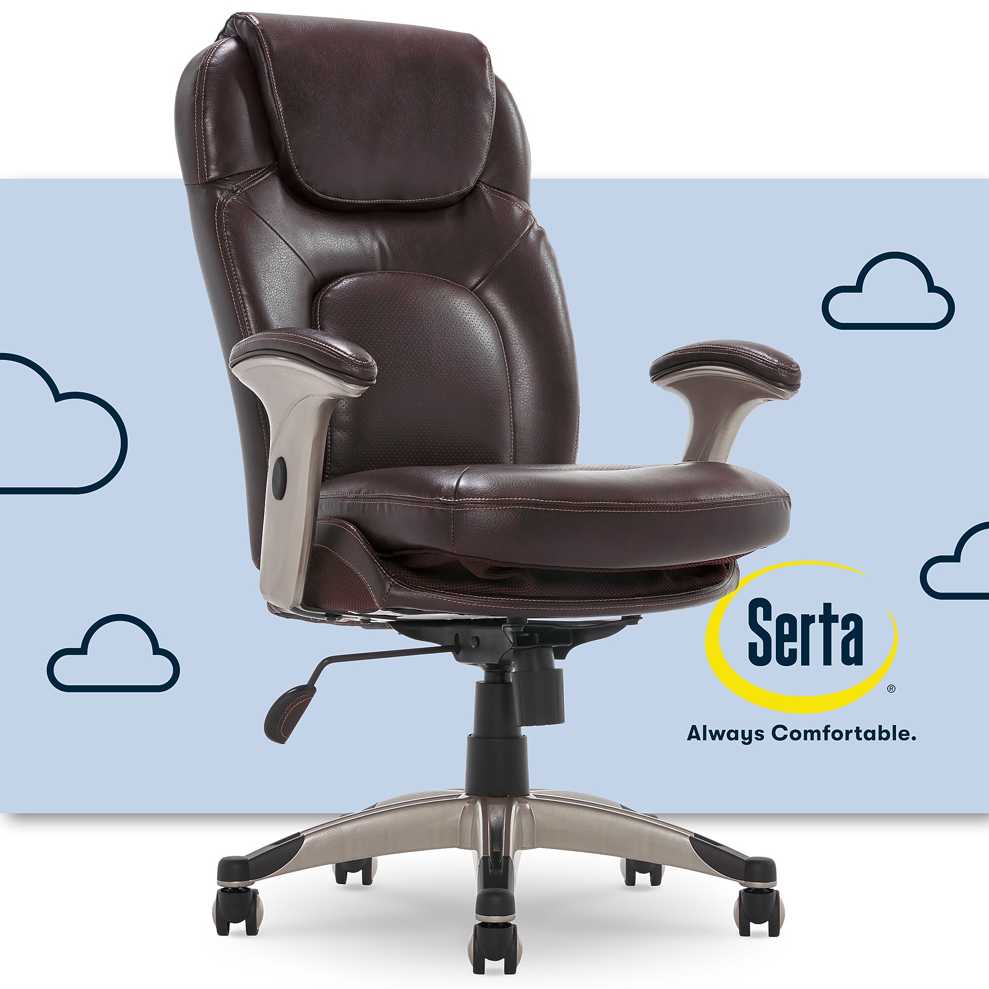 Serta Back in Motion Bonded Leather Executive Office Chair, Frye Chocolate (44187) Sansujyuku sansujyuku.com