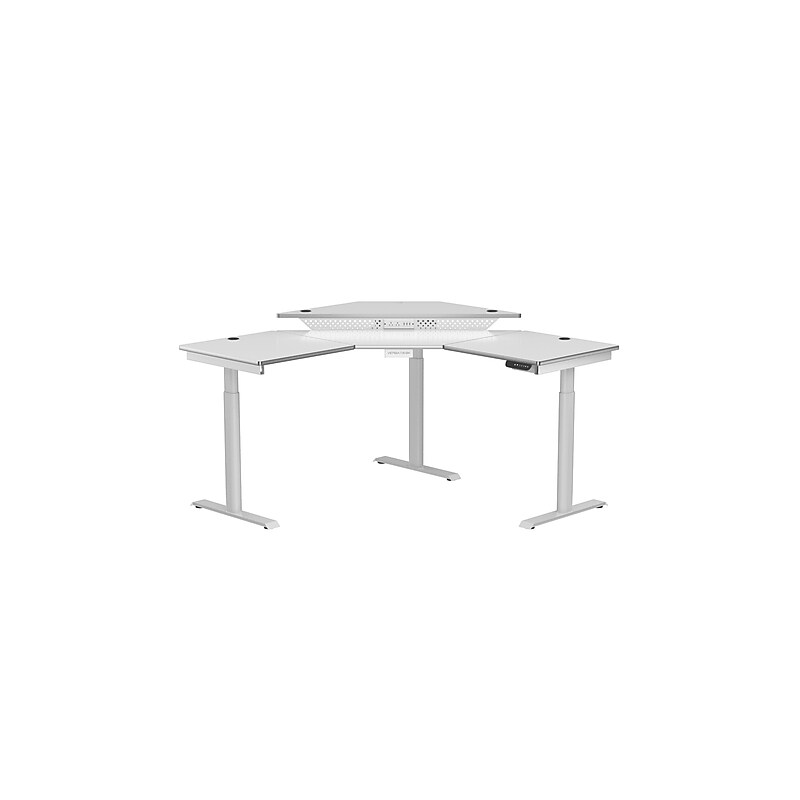 VersaDesk PowerLift 60"W Electric Corner Adjustable Standing Desk, White (PLCSD6060-WW-APP) image 1