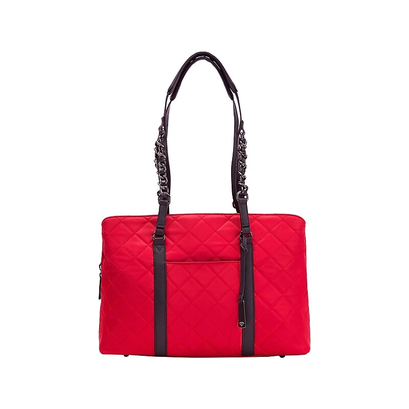 Francine Collection No. 5 Classic Red Quilted Nylon Laptop Tote (FFTRENO5) image 1