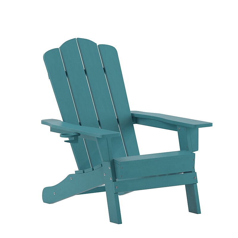 Flash Furniture Newport Adirondack Chair with Cup Holder, Blue (LEHMP104410BL) image 1