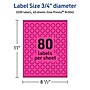 Avery Laser/Inkjet Round Multipurpose Labels, Neon Magenta, 80 Labels/Sheet, 40 Sheets/Pack (94504-NMP40)~#|#~DF86E6CC-5741-4BCC-94106A7344714F30_sc7