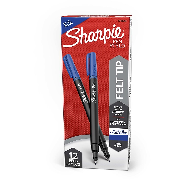 Sharpie Felt Pen, Fine Point, 0.4 mm, Blue Ink, Dozen (1742664) image 1
