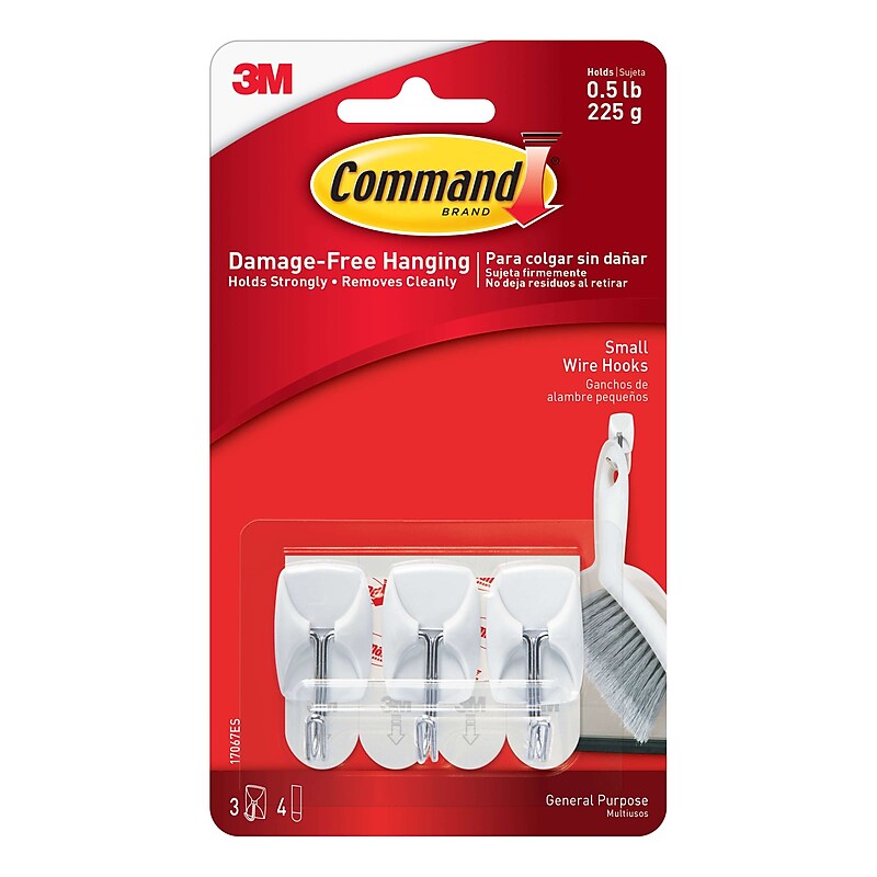 Command Small Wire Hooks, 0.5 lb., White, 3/Pack (17067ES) image 1