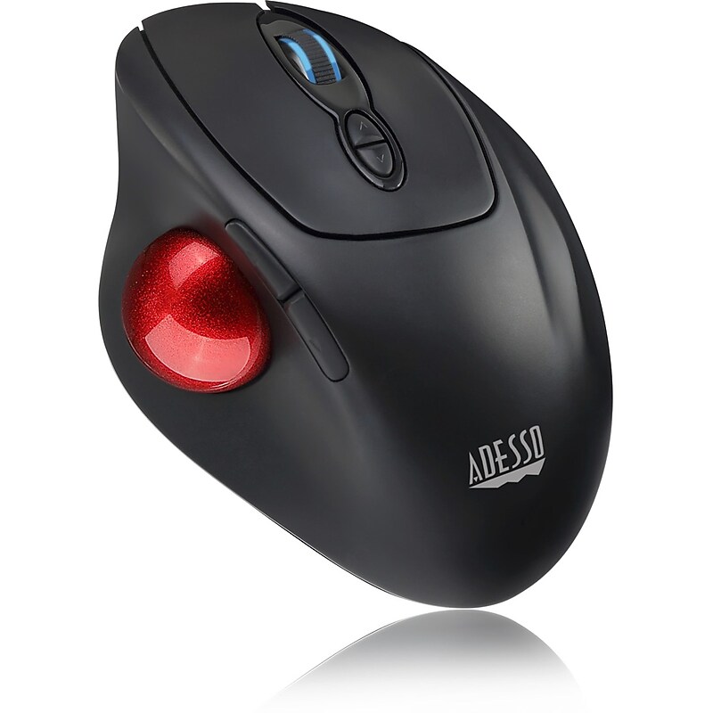 Adesso iMouse T30 Wireless Ergonomic Trackball Mouse, Black/Red image 1