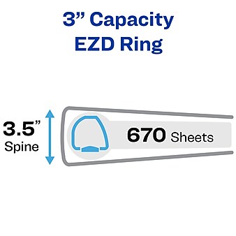 Avery Heavy Duty 3" 3-Ring View Binders, D-Ring, Navy Blue (79803)