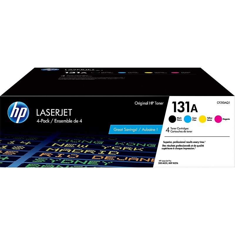 HP 131A Black/Cyan/Magenta/Yellow Standard Yield Toner Cartridge, 4/Pack (CF210AQ1) image 1
