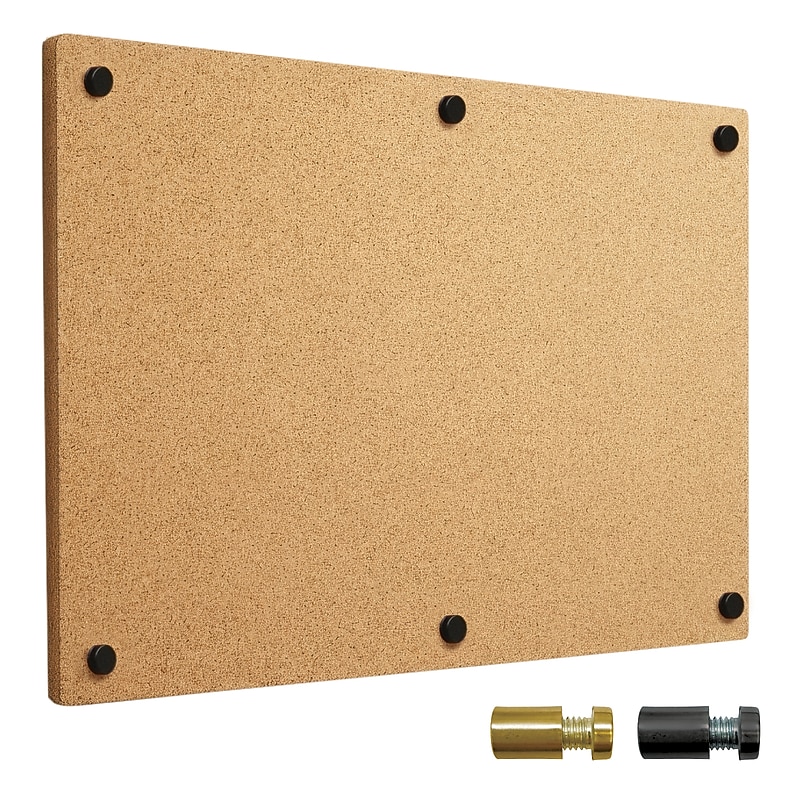 Excello Brands Cork Bulletin Board, Black and Gold Wall Posts, 24" x 36" (CRKBRD-2436-BG) image 1