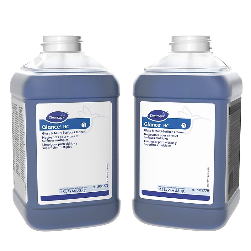 Diversey Glance HC Glass & Multi-Surface Cleaner for J-Fill, Ammonia, 2.5 L / 2.64 U.S. Qt., 2/Carton (905779) image 1