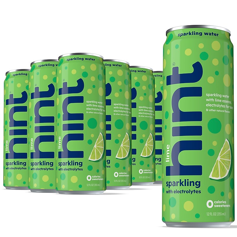 Hint Lime Sparkling Water with Electrolytes, 12 fl. oz., 12 Cans/Carton (HINT-LIMECAN-E) image 1