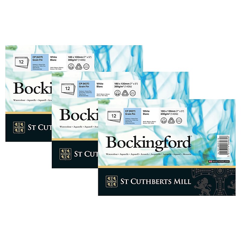 St Cuthberts Mill Bockingford 7" x 5" Watercolor Sketch Pad, 12 Sheets/Pad, 3/Bundle (STCT47130001011A-3) image 1