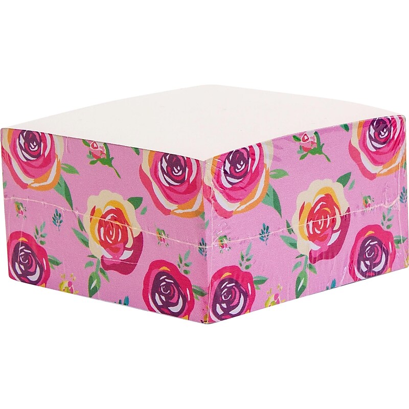 Pukka Pad Blossom Memo Block, 3.15" x 3.15", Pink, 500 Sheets/Pad, 3 Pads/Pack (8662-BLO) image 1