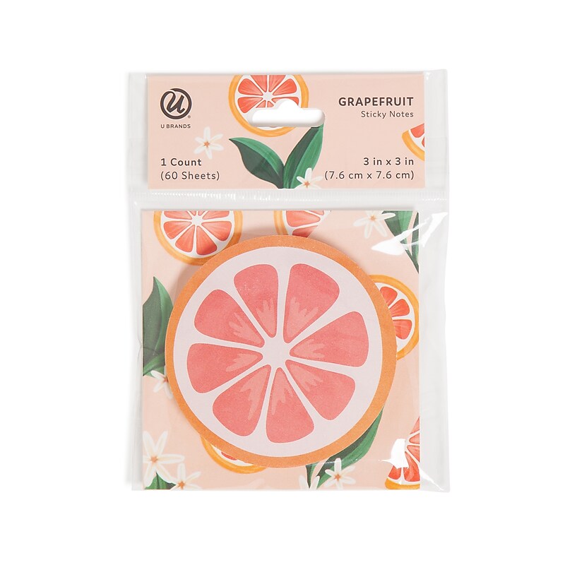U Brands Super Sticky Notes, 3" x 3", Painted Fruit, 60 Sheets/Pad (7039U12-48) image 1