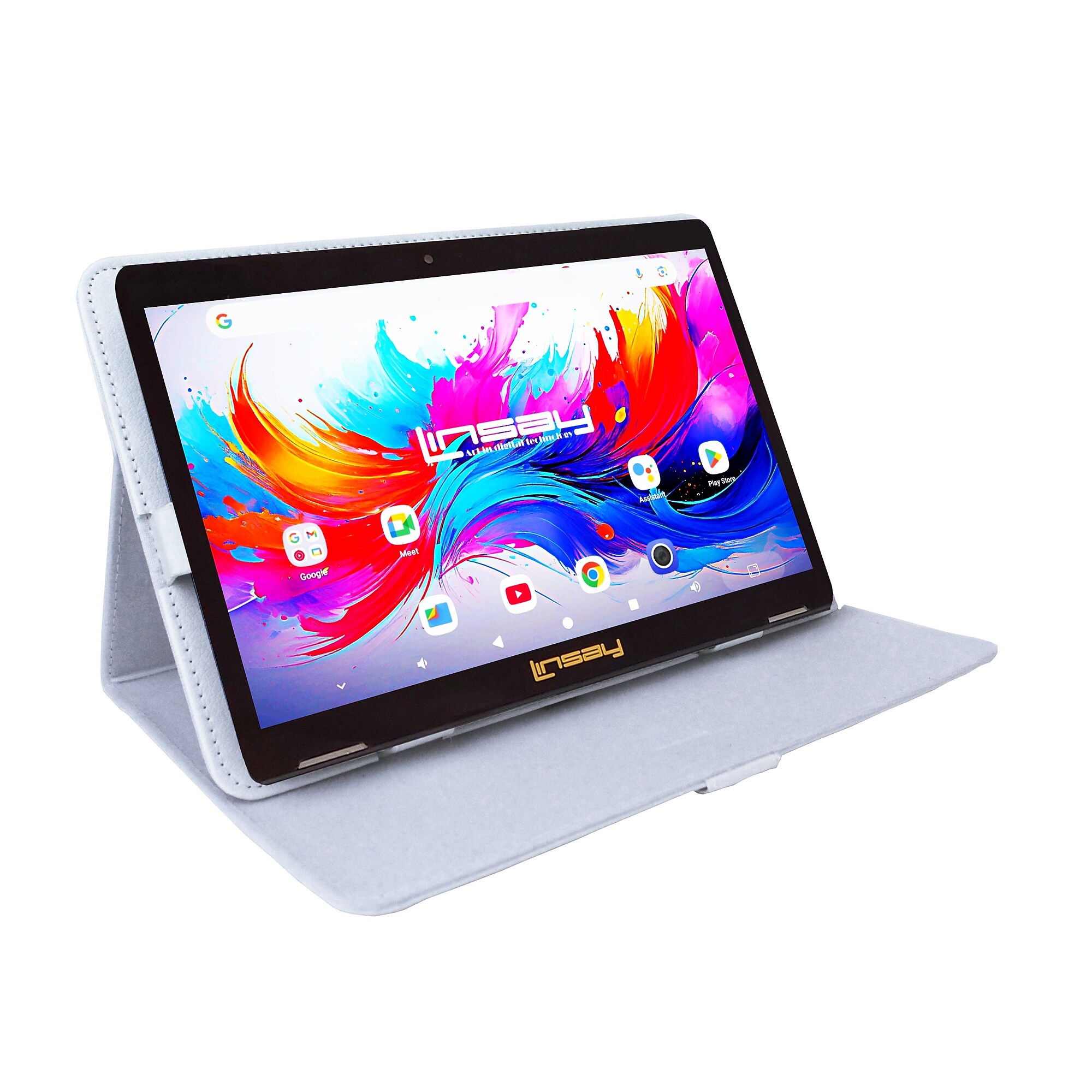 Linsay F10 Series 10.1″ Tablet, Wi-Fi, Octa Core, 256GB eMMC, Android 15, with White Leather Case (F10IPGBCWHITEPLUS) Sansujyuku sansujyuku.com