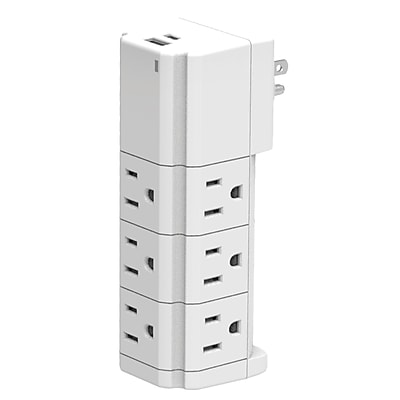 Ciao Tech 9-Outlet Swiveling Surge Protector Wall Tap with 2-USB Ports, 540-Joules, White (CPAT900-067) Simolary simolary.com