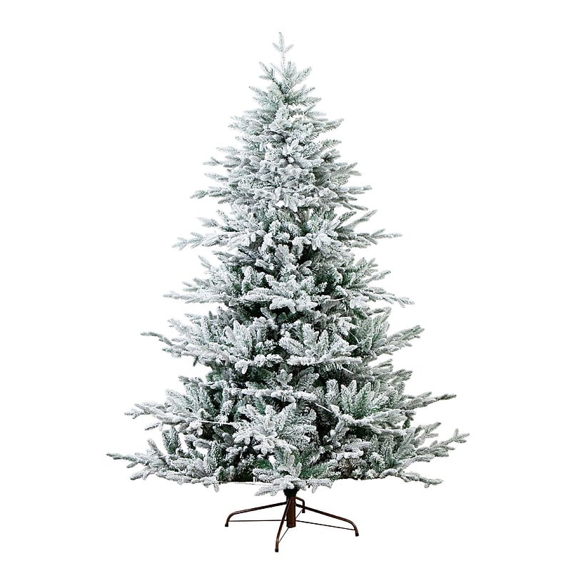 Nearly Natural 7-ft Pre-Lit Artificial Fraser Fir Flocked Christmas Tree with Instant Connect Technology (T4790) image 1
