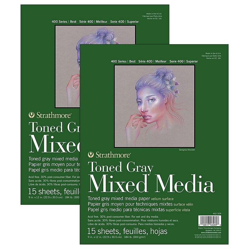 Strathmore 400 Series 9" x 12" Mixed Media Sketch Pad, 15 Sheets/Pad, 2/Bundle (STTP462309-2) image 1