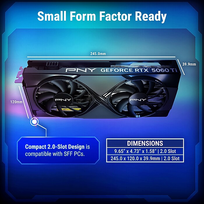 PNY NVIDIA GeForce RTX 5060 Ti OC Dual Fan PCIe 5.0 16GB GDDR7