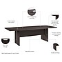 Bush Business Furniture 96W x 42D Boat Shaped Conference Table with Wood Base, Storm Gray (99TB9642SGK)~#|#~DFBD7CCE-06BD-40FE-8EAB88ACB8C589ED_sc7