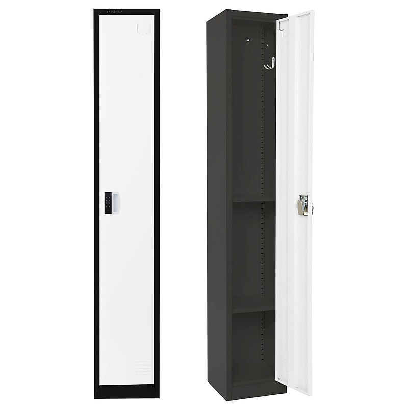AdirOffice 72"H Single Tier Black/White Storage Locker (ADI629-201-B-W-DL) image 1