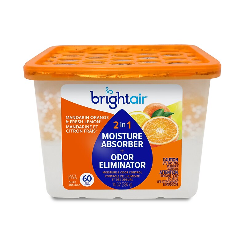 Bright Air Moisture Absorber Air Freshener & Deodorizer, Mandarin Orange & Fresh Lemon, 14 oz. (901337) image 1