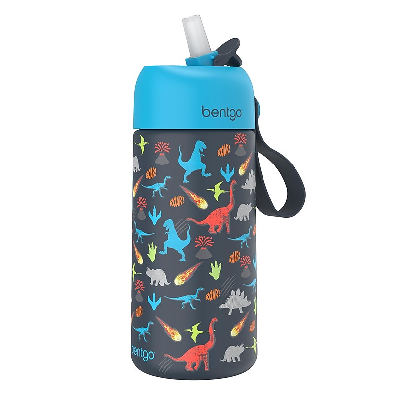 bentgo Stainless Steel Double Wall Insulated Water Bottle, 14 oz., Dino (BGKSTBL-DNO) image 1