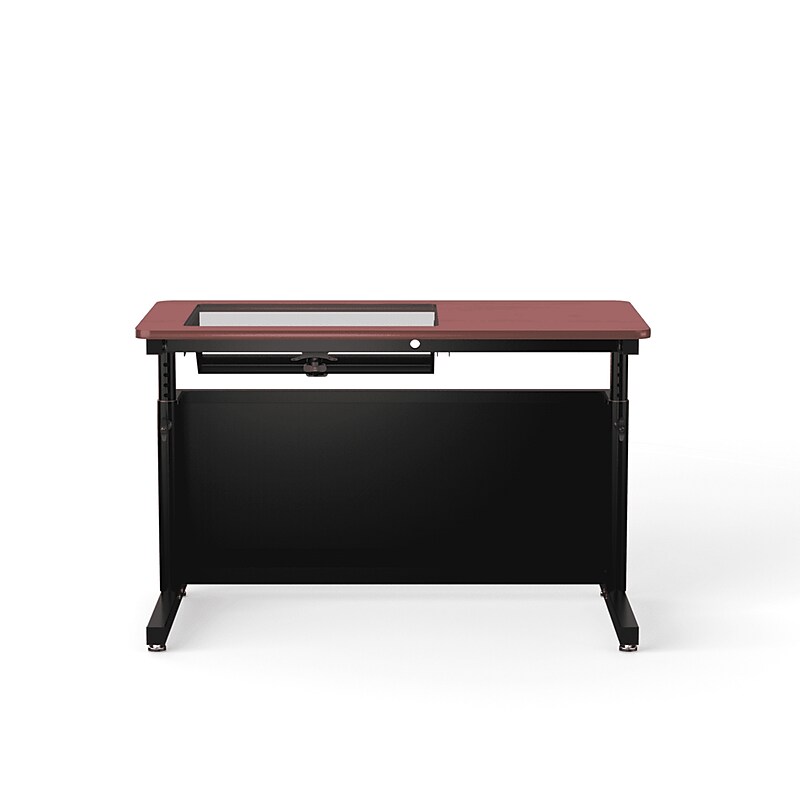 VersaDesk Downview 48"W Manual Adjustable Standing Computer Table, Cherry/Black (DVT4824-BC) image 1