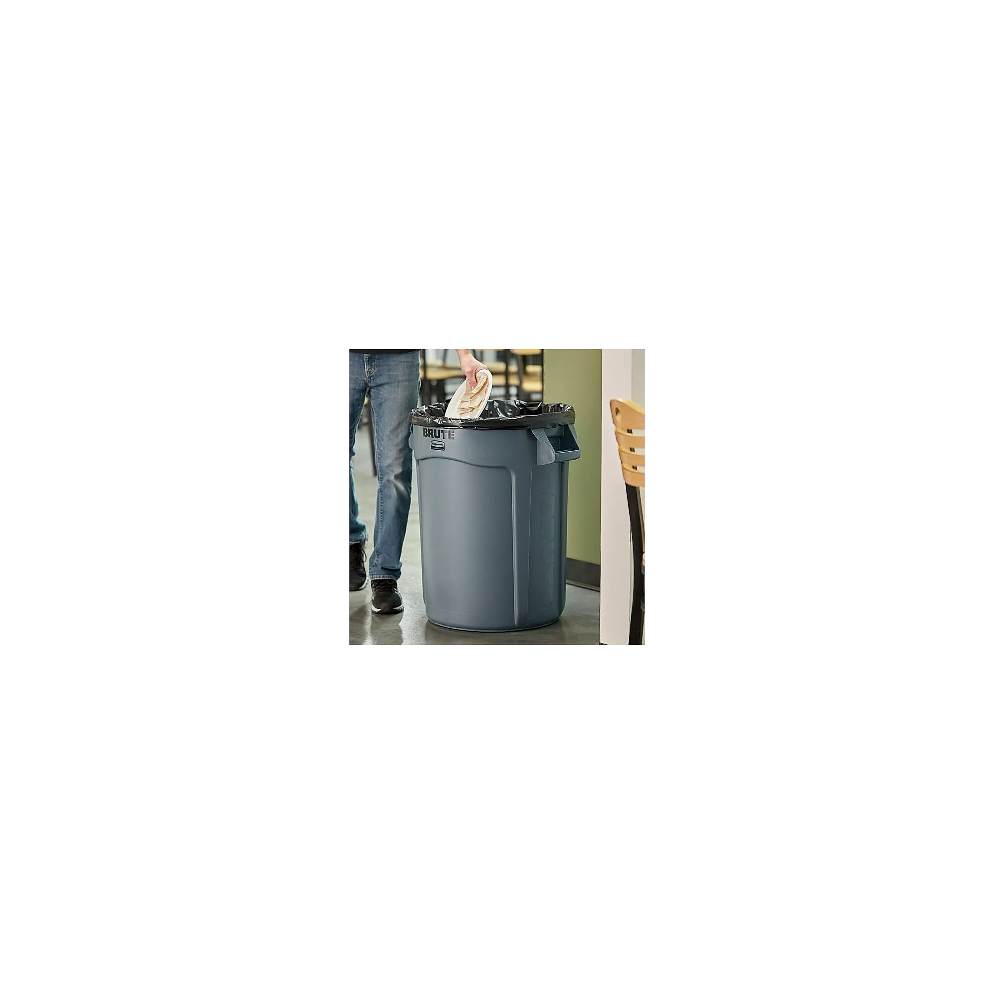 Rubbermaid Brute Plastic Trash Can with Lid, Gray, 32 gal. (FG263200GRAY) Sansujyuku sansujyuku.com