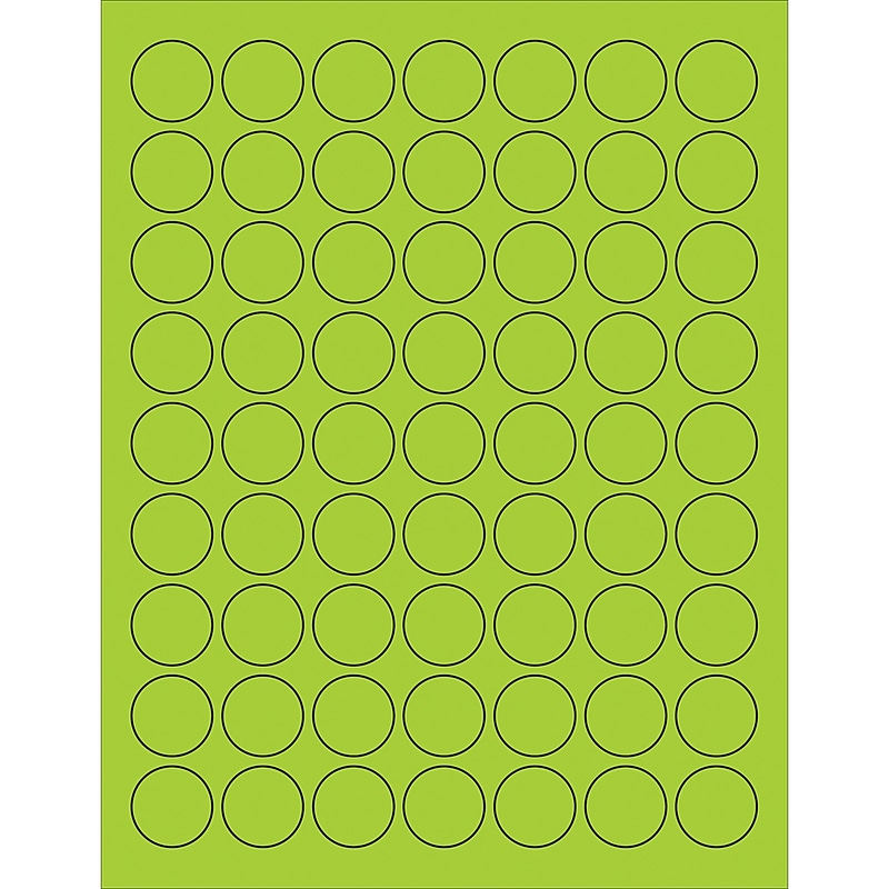 Tape Logic Laser/Inkjet Address Labels, 1" Dia., Fluorescent Green, 6300/Carton (LL191GN) image 1