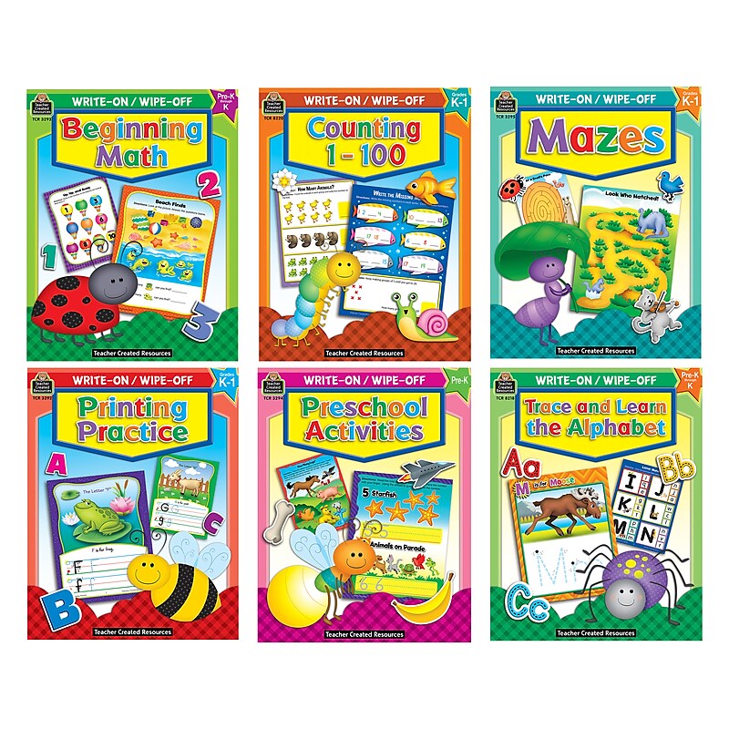 Teacher Created Resources Ultimate Early Learning Write & Wipe Activty Book Kit, 6/Set (TCRWWBOOKS6) image 1